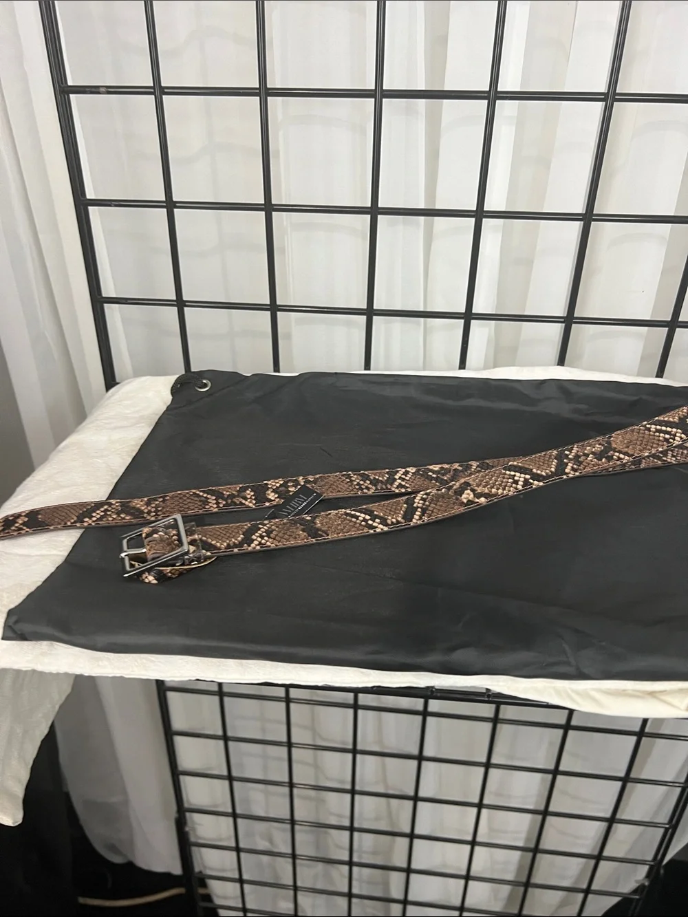 White House Black Market Brown Snake-Print Leather Belt